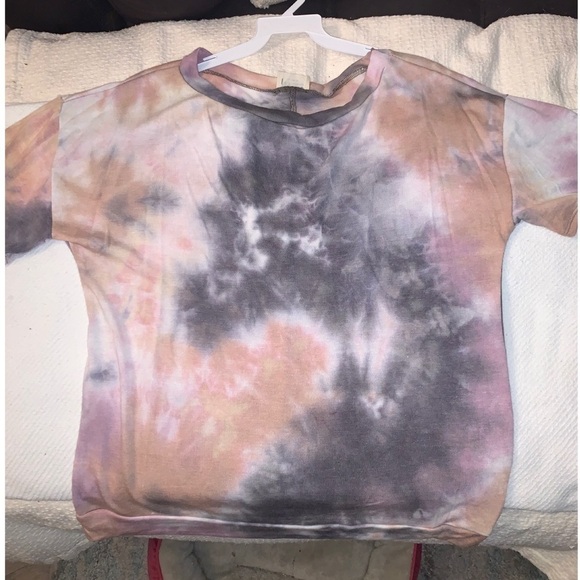 Grey/mauve Tie Dye Short Sleeve Tunic Top - Picture 8 of 14